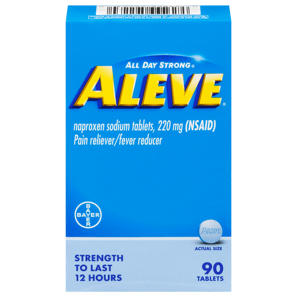 Save on Aleve Naproxen Sodium Pain Relief 220 mg Tablets Order Online