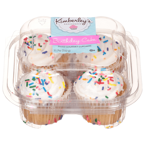 Save on Kimberley's Birthday Cake Filled Cupcakes 4 ct