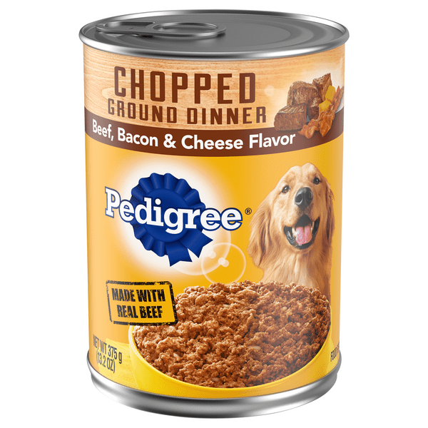 Save on Pedigree Chopped Ground Dinner Wet Dog Food Beef Bacon & Cheese