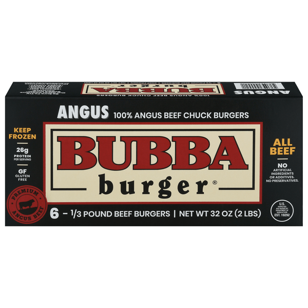 Save on Bubba Burger Angus Beef Chuck 1/3 lb ea 6 ct Frozen Order Online Delivery GIANT