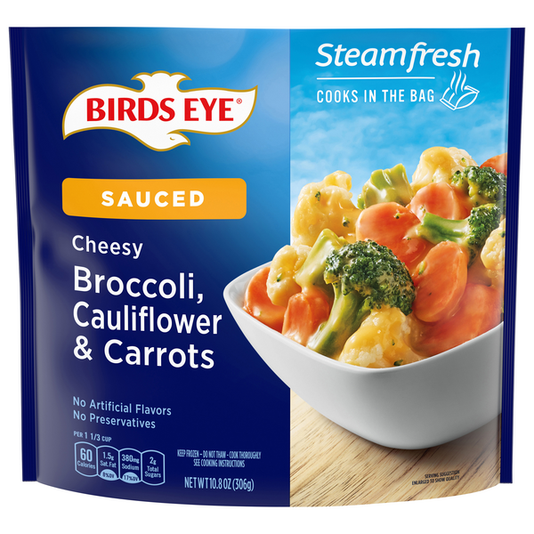 Save on Birds Eye Steamfresh Sauced Cheesy Broccoli Cauliflower & Carrots Frozen Order Online