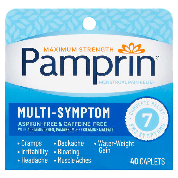 Save on Pamprin Menstrual Pain Relief MultiSymptom Maximum Strength