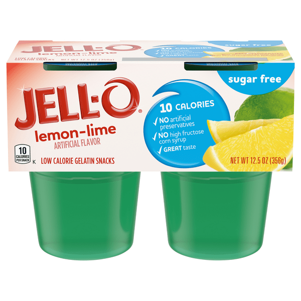 Save on JellO Gelatin Snack Cups Lemon Lime Sugar Free 4 ct Order
