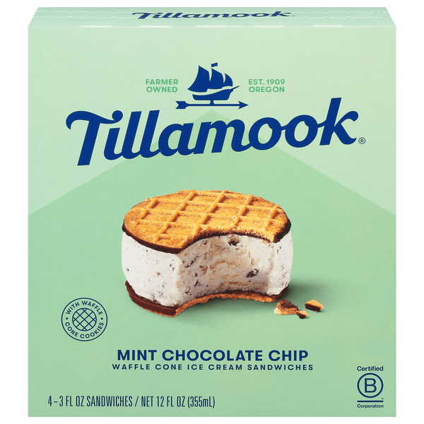 Save on Tillamook Ice Cream Sandwiches Mint Chocolate Chip 4 ct Order