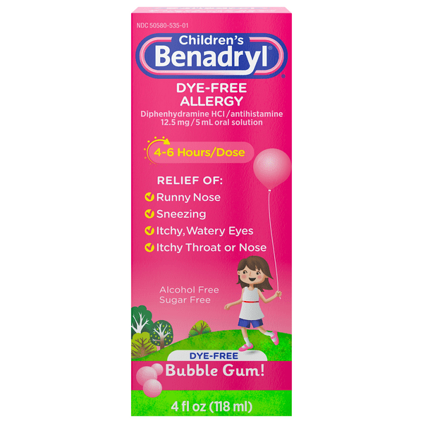 Save on Benadryl Children's DyeFree Allergy Liquid Bubble Gum Order Online Delivery GIANT