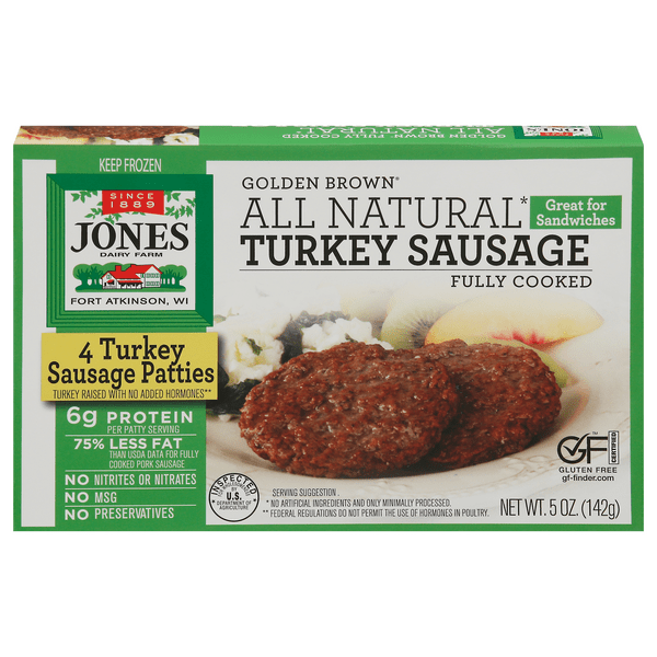 Save on Jones Dairy Farm Golden Brown Turkey Sausage Patties 4 ct