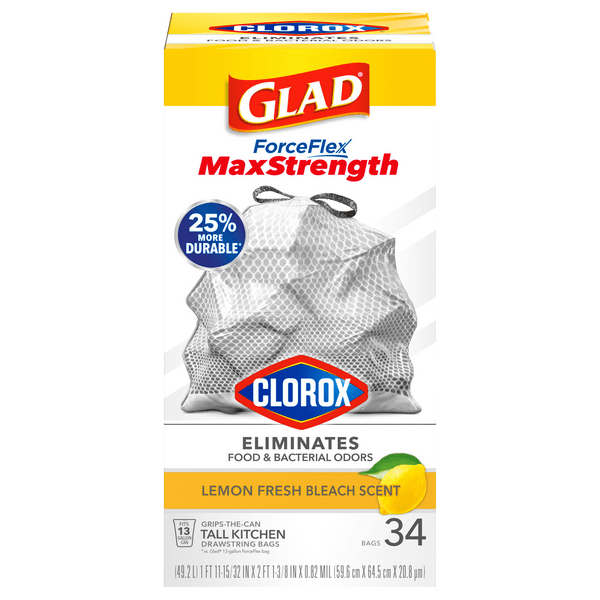 Save on Glad Clorox Lemon Fresh Bleach Scent Medium Drawstring Bags 8