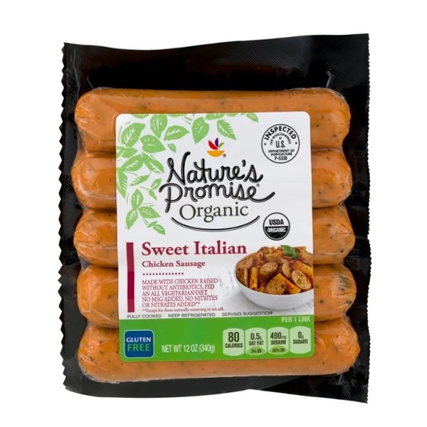 Save on Nature's Promise Organic Chicken Sausage Sweet Italian 5 ct
