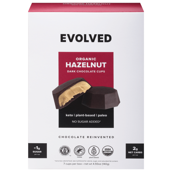 Save on Evolved Dark Chocolate Cups Hazelnut Organic 7 ct Order Online Delivery Giant