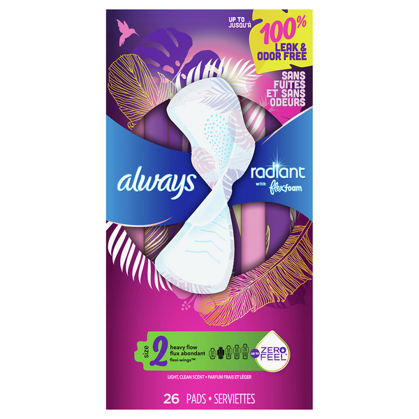Save on Always Radiant Pads with FlexFoam Heavy Flow Light Clean Scent