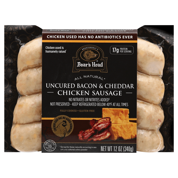 Save on Boar's Head Chicken Sausage Uncured Bacon & Cheddar 4 ct