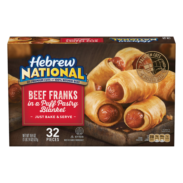 Save on Hebrew National Beef Franks in a Puff Pastry Blanket 32 ct
