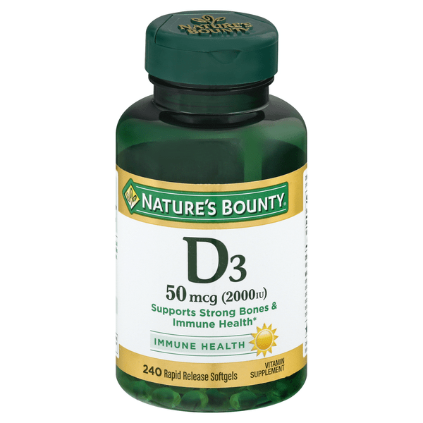 Save on Nature's Bounty Vitamin D3 2000 IU Super Strength Softgels