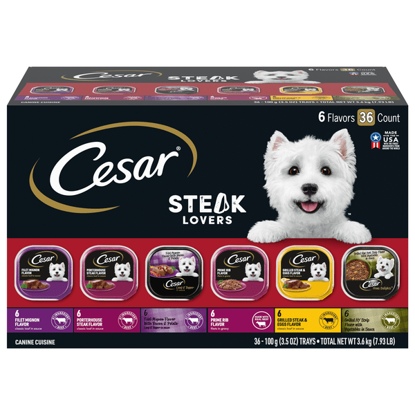 Save on Cesar Steak Lovers Adult Wet Dog Food Variety Pack (6 Flavors) 36 ct Order Online