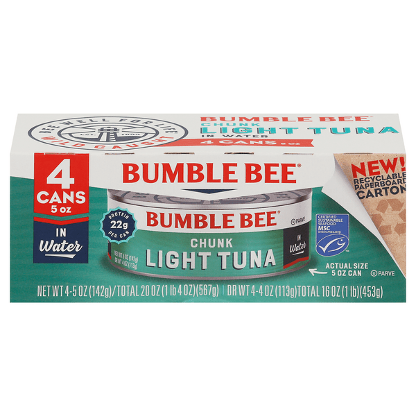 Save on Bumble Bee Chunk Light Tuna in Water 4 ct Order Online