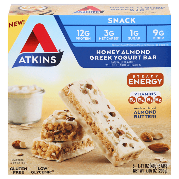 Save on Atkins Snack Bars Honey Almond Greek Yogurt Gluten Free 5 ct