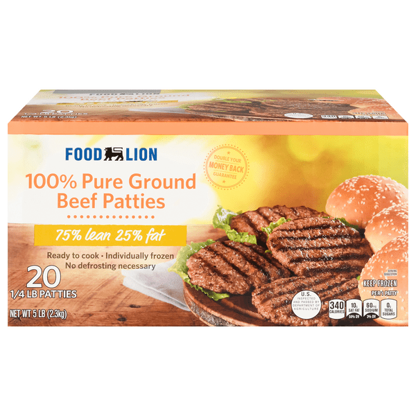 Save on Food Lion Ground Beef Patties 75 Lean 20 ct Order Online