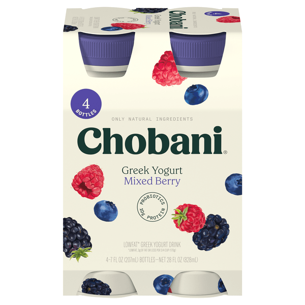 Save on Chobani Low Fat Mixed Berry Greek Yogurt Drink 4 ct Order