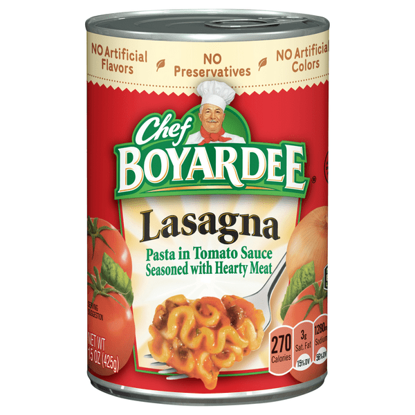 Save on Chef Boyardee Lasagna Tomato Sauce with Hearty Meat Order