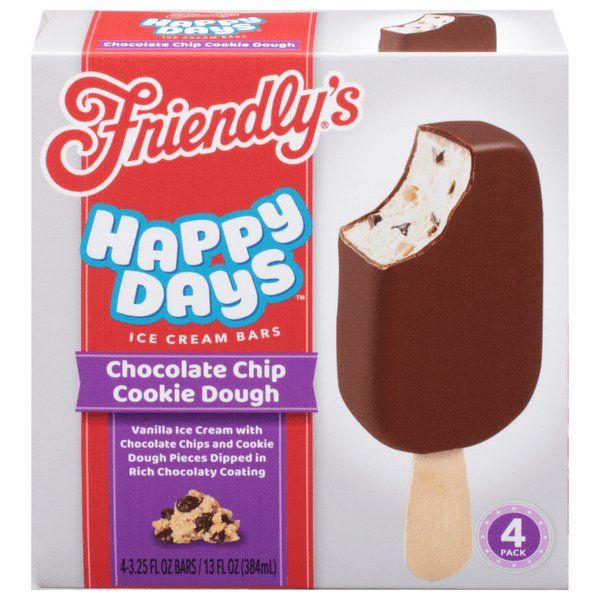 Save on Friendly's Happy Days Ice Cream Bars Chocolate Chip Cookie Dough 4 ct Order Online