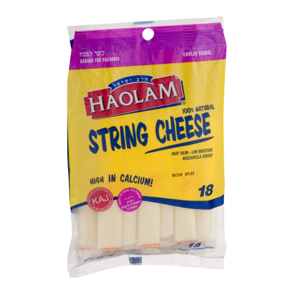 Save on Haolam Natural Mozzarella String Cheese Kosher For Passover