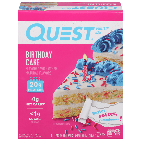 Save on Quest High Protein Bar Birthday Cake Low Carb Keto 4 ct Order Online Delivery MARTIN'S
