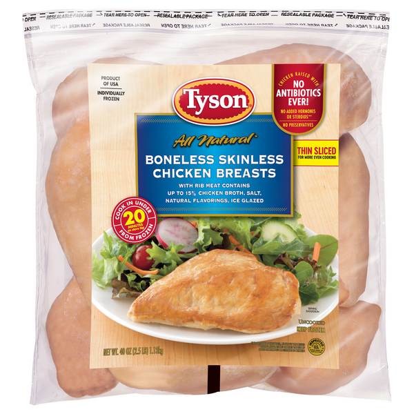 Save on Tyson Boneless Skinless Chicken Breasts All Natural Order