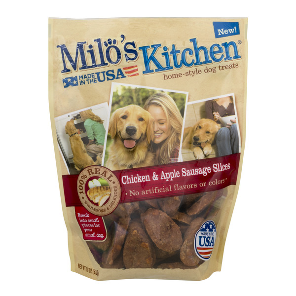 Save on Milo's Kitchen Dog Treats Homestyle Chicken & Apple Sausage