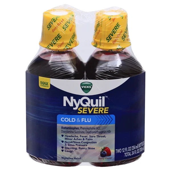 Save on Vicks NyQuil Severe Cold & Flu Nighttime Relief Liquid Berry