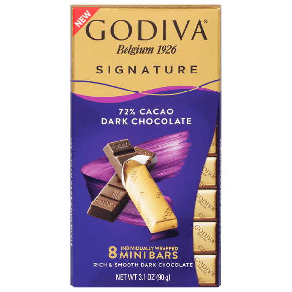 Save on Godiva Signature Dark Chocolate Mini Bars 72 Cacao 8 ct