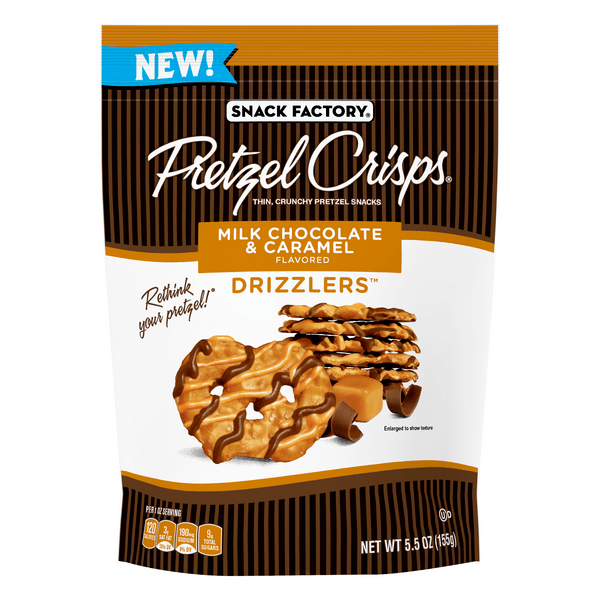 Save on Snack Factory Pretzel Crisps Drizzlers Milk Chocolate & Caramel