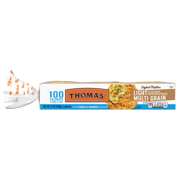 Save on Thomas' English Muffins Multigrain Light 100 Calories 6 ct Order Online Delivery