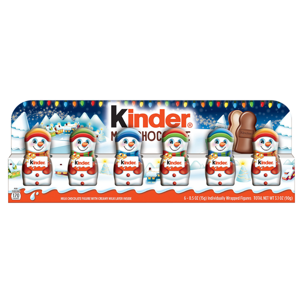 Save on Kinder Christmas Snowmen Milk Chocolate Candy 6 ct Order