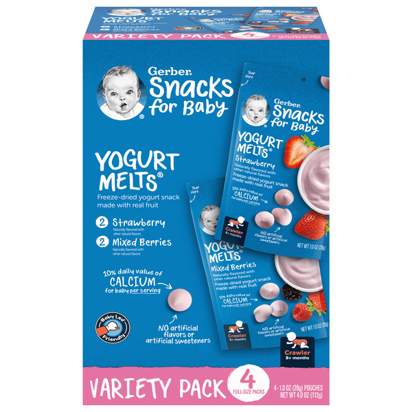 Save on Gerber 8+ Months Yogurt Melts Strawberry/Mixed Berries 4 ct