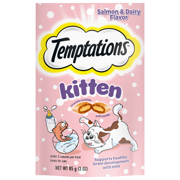Save on Temptations Crunchy & Soft Kitten Cat Treats Salmon & Dairy