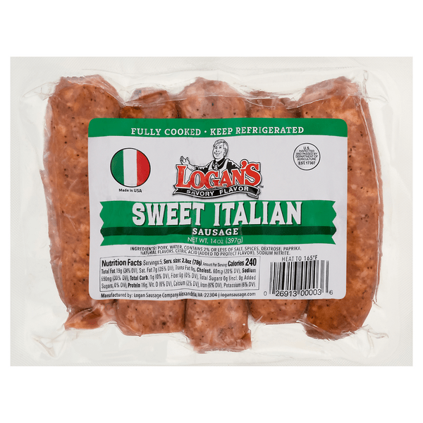 Save on Logan's Sausage Sweet Italian Fully Cooked 5 ct Order Online Delivery Giant