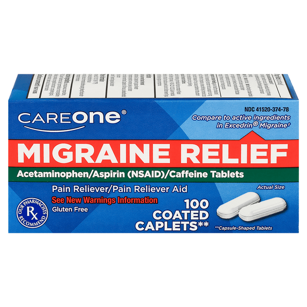 Save on CareOne Migraine Relief Pain Reliever Coated Tablets Gluten