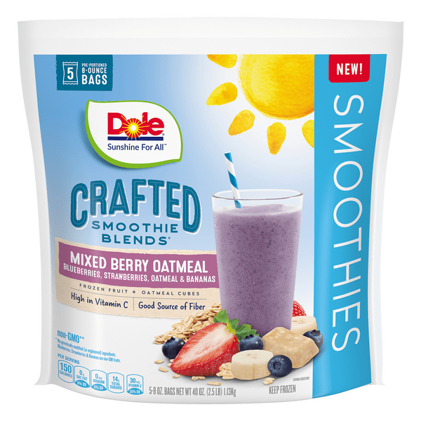 Save on Dole Crafted Smoothie Blends Mixed Berry Oatmeal 5 ct Order