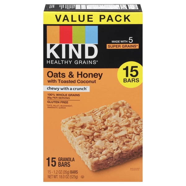 Save on KIND Healthy Grains Granola Bars Oat & Honey with Toasted