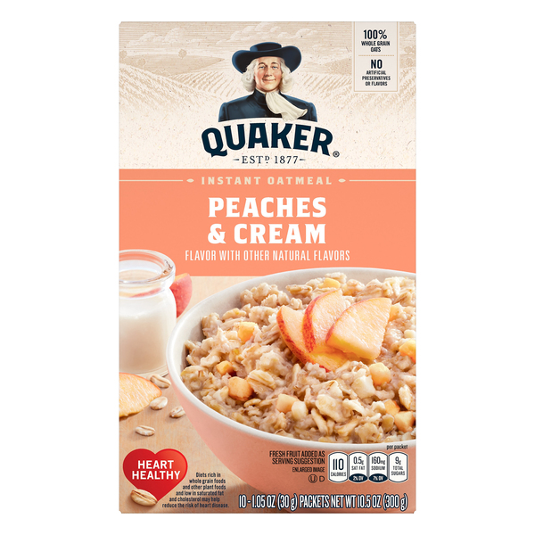 Save on Quaker Instant Oatmeal Peaches & Cream 10 ct Order Online