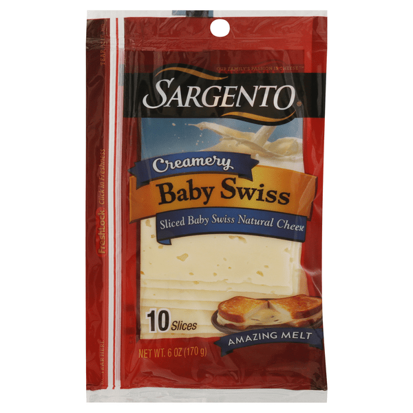 Save on Sargento Creamery Cheese Baby Swiss Sliced 10 ct Order Online Delivery MARTIN'S