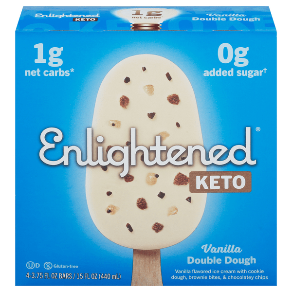 Save on Enlightened Keto Ice Cream Bars Vanilla Double Dough Gluten