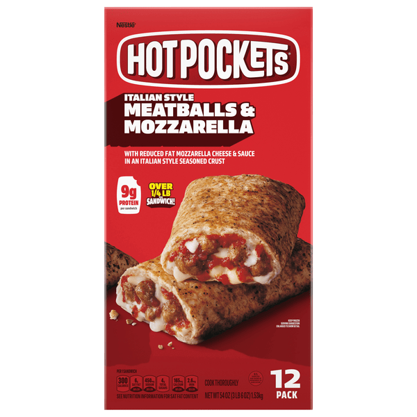 Save on Hot Pockets Meatballs & Mozzarella Sandwiches Garlic Buttery Crust 12 ct Order Online