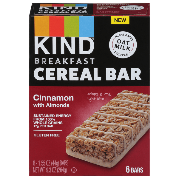 Save on KIND Breakfast Cereal Bar Cinnamon with Almonds Gluten Free 6