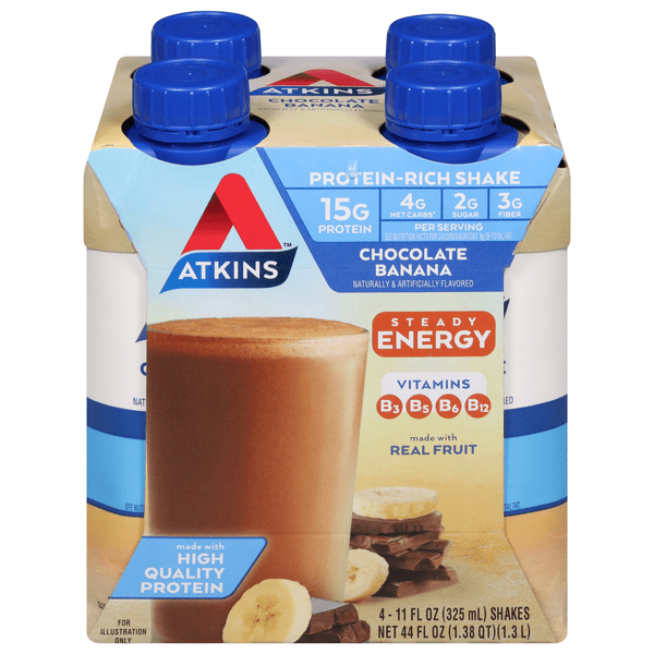 Save on Atkins Protein Energy Shake Chocolate Banana Low Carb 4 pk Order Online Delivery