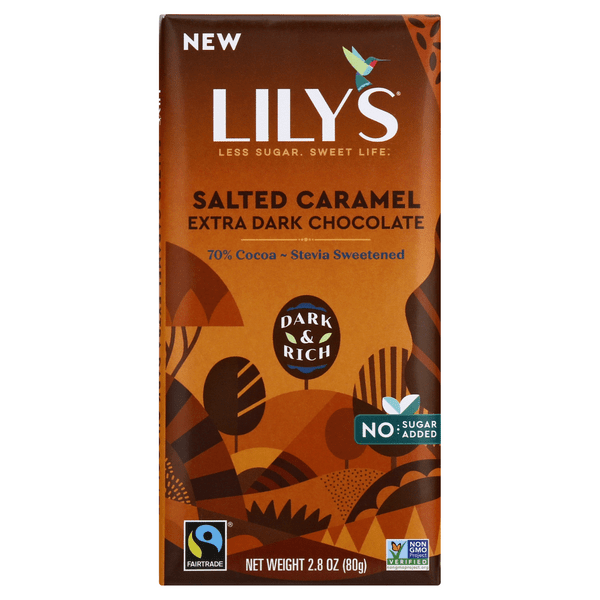 Save on Lily's Extra Dark Chocolate Bar 70 Cocoa Salted Caramel No