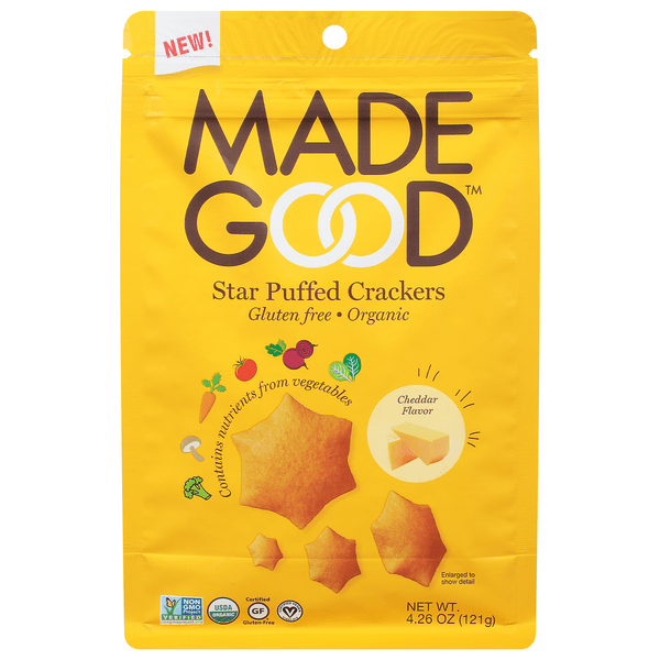 Save on Made Good Star Puffed Crackers Cheddar Flavor Gluten Free Organic Order Online Delivery