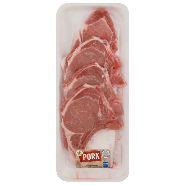 Save on Our Brand Pork Chops Center Cut BoneIn Thin 4 ct All Natural Order Online Delivery