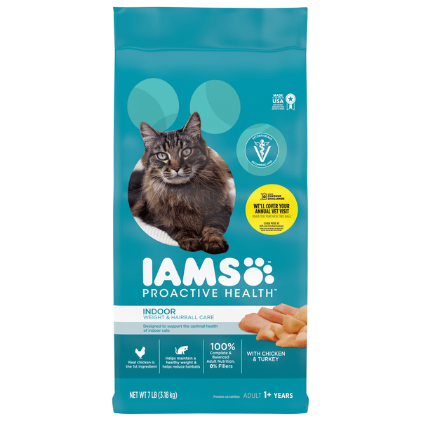 Save on IAMS Proactive Health Indoor Weight & Hairball Chicken Turkey