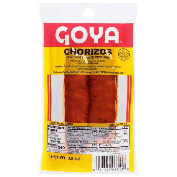 Save on Goya Chorizo 2 ct Order Online Delivery Stop & Shop
